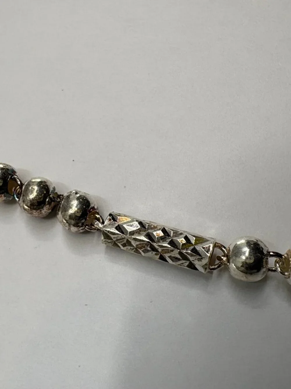 925 Sterling Silver Beaded Chain Necklace 21.6